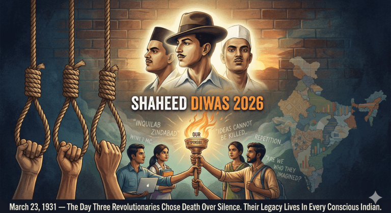 Shaheed Diwas 2026 — Bhagat Singh, Rajguru and Sukhdev martyrdom tribute on March 23