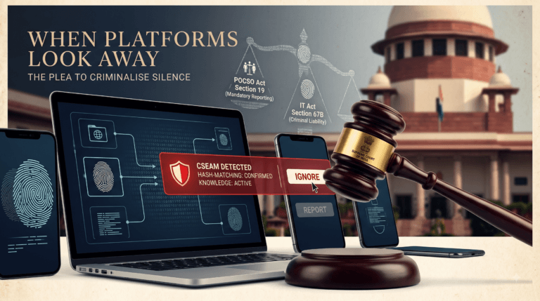 WHEN PLATFORMS LOOK AWAY" and "THE PLEA TO CRIMINALISE SILENCE