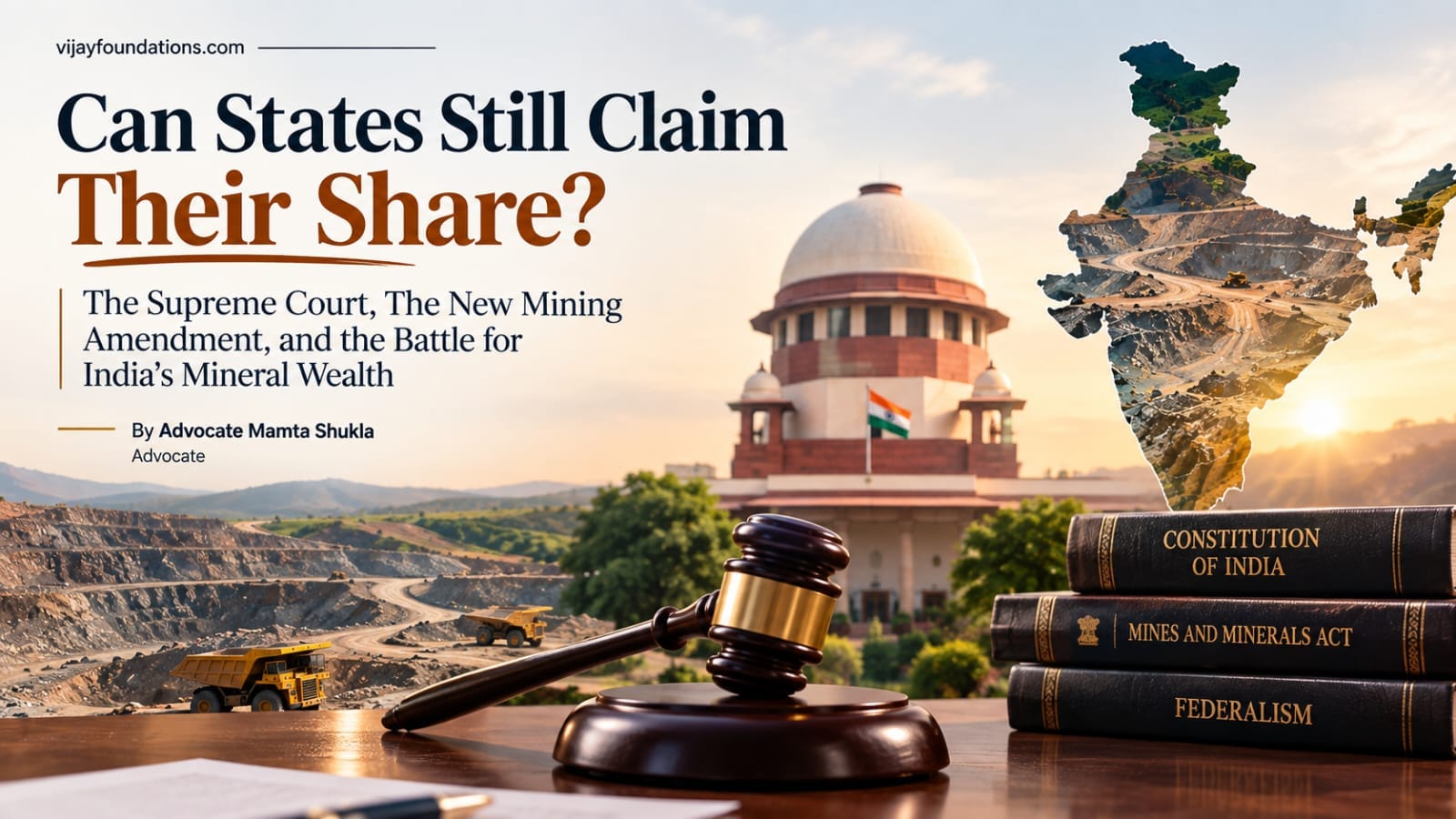 Mineral-rich mining landscape in India representing the Centre-state dispute over mineral taxation under the MMDR Amendment Act 2026
