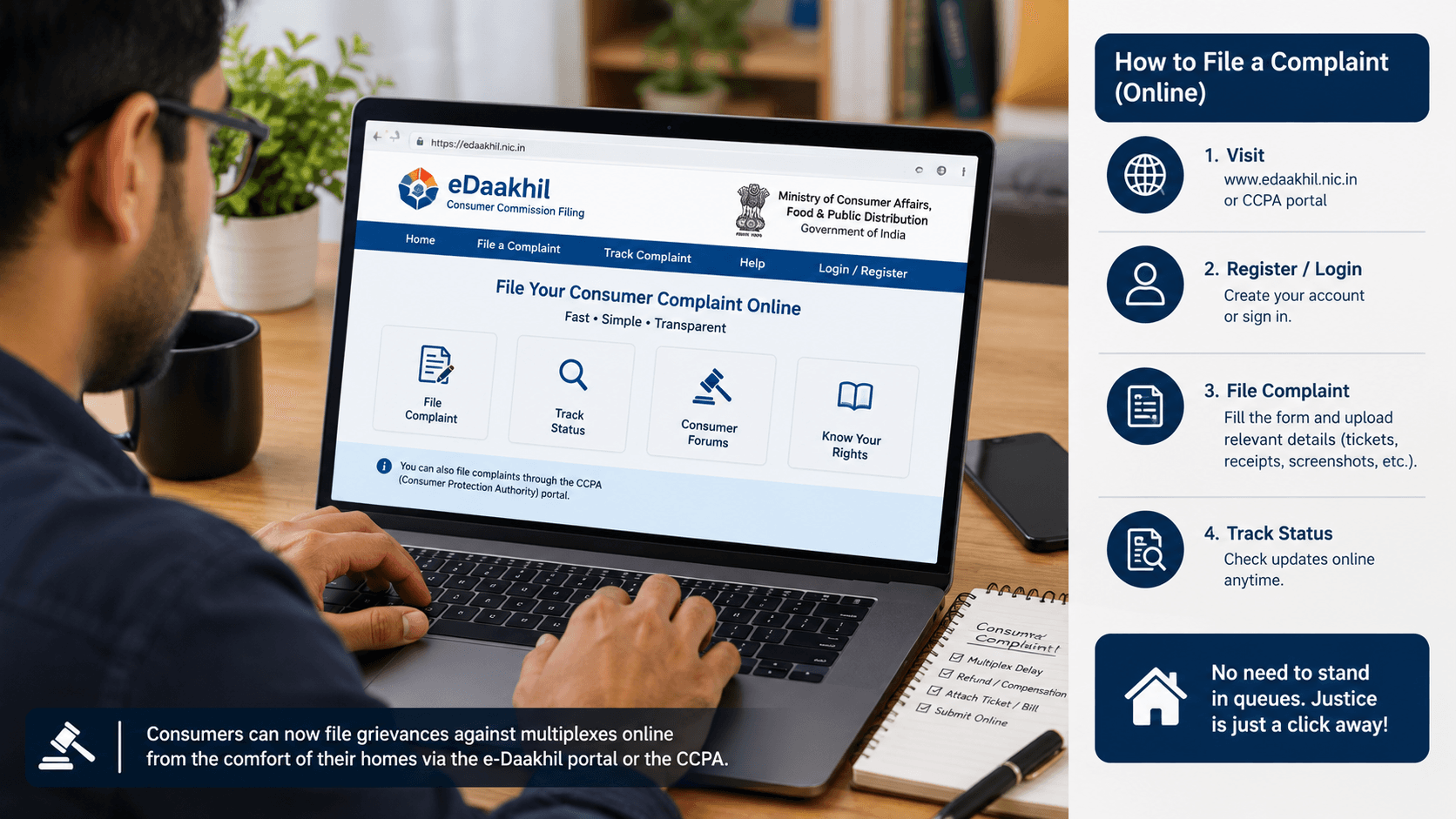 Filing a consumer complaint online through the e-Daakhil portal